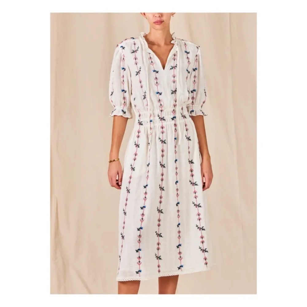 M.A.B.E. Elegant Cream Embroidered Dress
